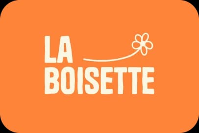 Logo La Boisette blanc sur fond orange